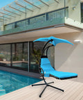 Outdoor Hanging Lounge Chair Cushion Cover And Umbrella Fabric Set For Patio Curved Chaise Lounges Swing Hammock Chairs Waterproof Soft Fabric Blue Cushion Not Included