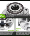 Two Pack Front And Rear Wheel Bearing And Hub Assembly 513288 Fit 2010-2017 Equinox Malibu Impala Terrain Lacrosse Regal Allure With 5 Lug And ABS Sensor Direct OEM Replacement, close-up view of bearing details.