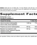 Supplement facts label for Target Mins Calcium Magnesium Complex For Strong Bones And Daily Health Boost 1000mg Calcium and 500mg Magnesium 180 Tablets Gluten Free Vegan Non GMO Verified showing ingredient list and nutritional information.