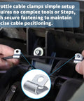 Hands installing Vibration Proof Cable Guide Clamps for Throttle Cables Wiring Tubes and General Installations in engine area.