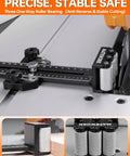 Pro Shop Grade Thin Rip Jig For Table Saw Featuring three heavy duty rollers and a universal miter slot adapter for precise cuts.