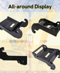 Four views of X Change Coupler Bracket For Bobcat Mini Excavator Attachments Quick Attach Bucket Mount in black hardened steel.