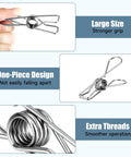 Large metal laundry clip with a strong grip, highlighting its one-piece design, Built Like A Tank Heavy Duty Stainless Steel Clothes Pins 20 Pack.