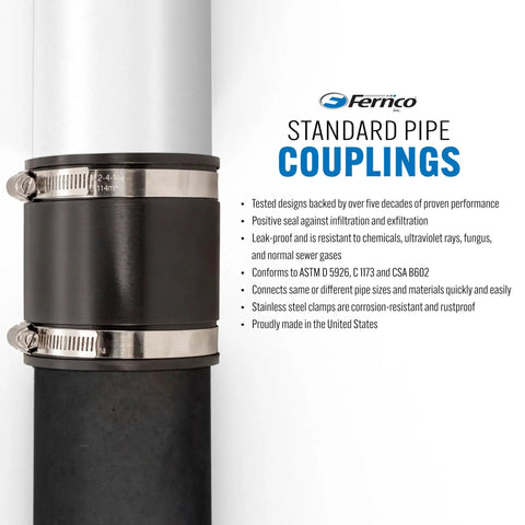 Flexible PVC Pipe Coupling For Cast Iron Plastic Or Steel Pipe Connections, Leak-Proof And Chemical-Resistant Sewer Drain Fitting