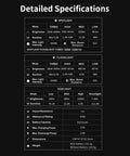Detailed specifications for Pro 2 Mao Flat EDC Flashlight Hella Bright 5000 Lumen Turbo Power With Spotlight And Floodlight, IP68.