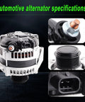 Close-up of Alternator Replacement For Chevy Silverado 2015-2019, Express 2021-2023 showing connections and pulley