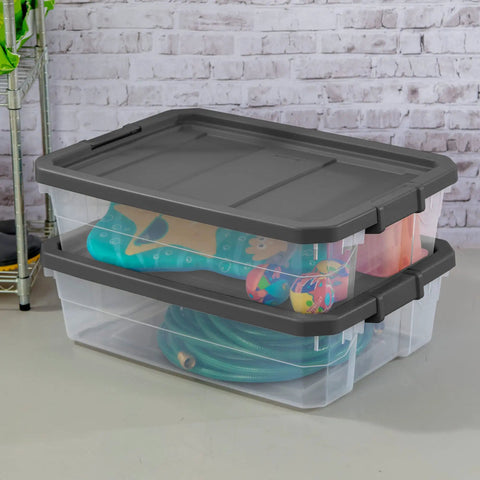 Box Stacker Modular Clear 40 Quart Storage Bin For Easy Organization And Space Saving Stackable See Through Plastic Container