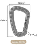 Dimensions of a carabiner from Sixteen Pack Heavy Duty Tactical Carabiners Keychain Clips With Spring Snap D Rings Lightweight Plastic Utility Hooks