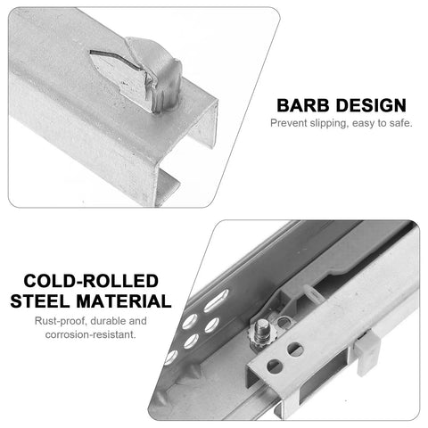 Close-up of barb design and cold-rolled steel material on 14 Inch Drawer Slides Replacement With Damping Soft Close Hidden Bottom Mount Rails