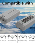 Two Pack 2400mAh 7.7V Battery Set With Display Charging Hub For DJI Mini 4K Mini 2 Mini 2 SE Mini SE, batteries on mountain backdrop