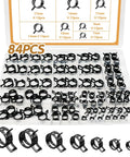 84 Piece 7 To 17 mm Fuel Line Hose Clamps Spring Clamp Set With Labeled Storage Box For Automotive Use Durable 65Mn Manganese Steel Black Finish DD006 B