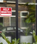 Help Wanted sign on glass door, Now Hiring Signs 12x9 Waterproof Plastic For Businesses Bright Red And Bold Outdoor Indoor Use Pack Of Four Weatherproof Signs Designed To Attract Fast Applicants And Boost Hiring