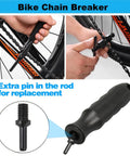 Hands using bike chain breaker from Bike Chain Repair Kit For 6/7/8 Speed Bikes With Chain Breaker And Link Pliers, includes extra pin