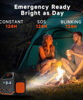 Portable Power Station 300W 266Wh Solar Generator with 7-Output Hub by a campfire at night