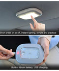 Wireless Magnetic USB Car Dome Light For Interior Ceiling, user pressing soft LED lamp on car roof, easy install