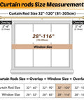 Curtain rod and window size measurement chart for Gold Built Tough 1 Inch Heavy Duty Curtain Rods For Windows 66 To 120 Inch