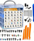 1295 Piece Bumper Clips Kit For Dodge Charger 2015 To 2023 With Tough Fastener Remover Durable Plastic And Metal Retainers Easy Access And Compact Storage Box For Door Panel And Upholstery Clips, storage case and pry tools