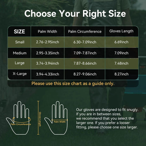 Sizing chart for Womens Deerskin Leather Work Gloves With Breathable Back For Gardening And Yard Work, showing small to X-large.