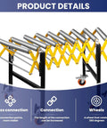 Heavy Duty 50 Inch Extendable Roller Conveyor Table With Steel Frame Loads 1000 Lbs For Warehouse, Workshop And Fulfillment Center Use, featuring connecting cross bars and 360-degree wheels.