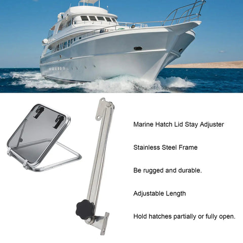 Stainless Steel 316 Marine Hatch Lid Stay Adjuster 8 To 14 Inches Boat Yacht Hatch Support with plastic knob next to yacht