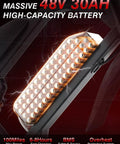 Electric Dirt Bike With 5500W Peak Motor 40 MPH Top Speed 48V 30Ah Battery visible with high-capacity design