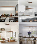 51 Inch Walnut Wood Linear Pendant Light For Kitchen Island And Dining Room Featuring Smooth Modern Lines And Straight Up Gorgeous Illumination To Level Up Your Home Decor Vibes Right Now in various dining and kitchen settings.