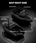Diagrams of Carp Fishing RC Bait Boat With 2Kg Load Spare Batteries Black Carry Bag Big Capacity Bait Tank And Slick Hook Release Silo