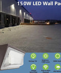 Beefy 150W LED Wall Pack Light With Photocell Sensor HPS HID Equivalent 21000 Lumens 5000K Daylight Exterior Security Lighting