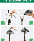 Installation steps for Lit Tiffany Style Table Lamp With Stained Glass Shade Irish Celtic Design 17500 Lumens Fairy Night Light E26 Bulb Socket Bronze Metal Base On Off Switch Home Office Decor Gift For Saint Patrick's Day