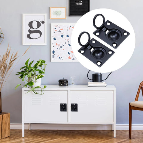 Flush Ring Pull Stainless Steel Boat Hatch Latch And Cabinet Flush Mount Lifting Ring Pull Handle Black Two Pack on cabinet
