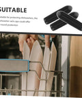 200 Pack Black Plastic Dishwasher Rack Prong Tip Covers Heavy Duty Replacement Caps in use on a dishwasher rack.