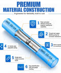 Blue Heat Shrink Butt Connectors 100 Pack 16 Thru 14 Awg Beefy Copper Crimp Wire Splices with seamless barrel and waterproof capability.