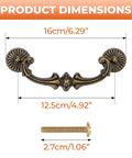 Drop Bail Drawer Pull 5 Inch Center To Center 128 Mm Hole Spacing Includes 2 Screws Antique Brass Finish dimensions