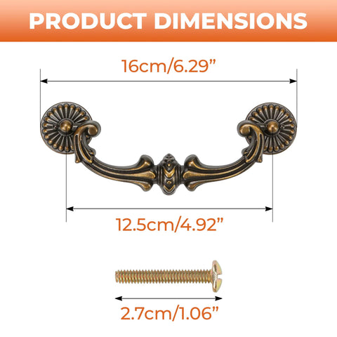Drop Bail Drawer Pull 5 Inch Center To Center 128 Mm Hole Spacing Includes 2 Screws Antique Brass Finish dimensions