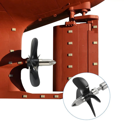Heavy Duty Drive Shaft With Four Blade Propeller Kit For 2mm RC Boat Motors installed under boat hull