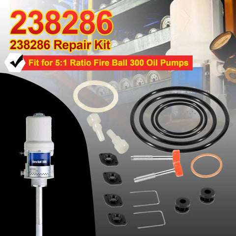 Heavy Duty Repair Kit for Graco Fire Ball 300 5 to 1 Pumps Fits Fire Ball Pro Grade Upgrade 203857 203872 203876 204254 222087 Includes Upper and Lower Seal Assemblies Viton and Urethane Parts., Fire-Ball 300 repair kit with seals, o-rings, and pump parts