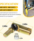 Beefy Direct Fit Heavy Duty Steering Tie Rod Ball Joint Ends Kit For Wide Range Of Tractors, ATVs And UTVs Replaces AM133072 AM133073 AM133074 M86977 Fits X465 X485 GX325 GX335 F910 F935 And More Durable Zinc Coated Steel., 2.40in tie rod end with nut