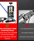 Dual Drive Wire Stripper Machine With Electric And Hand Crank showing speed comparison with manual stripper