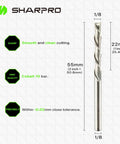 One Eighth Inch Shank Spiral Downcut Router Bit For Woodworking And CNC Solid Carbide End Mill showing dimensions and features