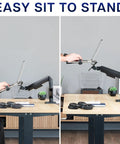 Built Tough Adjustable Laptop Desk Mount For 10 To 15.6 Inch Notebooks With Heavy Duty C Clamp and Grommet Vesa Bracket in use adjusting height.