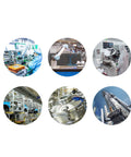 Various industrial settings with machinery and workers, illustrating diverse manufacturing processes and operations.