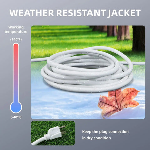 6 Ft Outdoor Extension Cord With 16 3 SJTW White Vinyl Jacket 3 Prong Grounded Plug Weatherproof Water Resistant