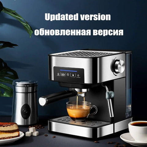 Barista Grade Semi Automatic Espresso Machine with 1350W 20 Bar High Pressure 1.6L Boiler Steam Milk Frother on counter