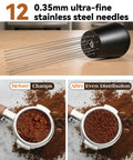 Top Shelf Espresso Accessories Kit Featuring A Dead Nuts Accurate 58mm Tamper Pro Grade Coffee Distributor and Heavy Duty WDT Tool with 12 stainless steel needles.
