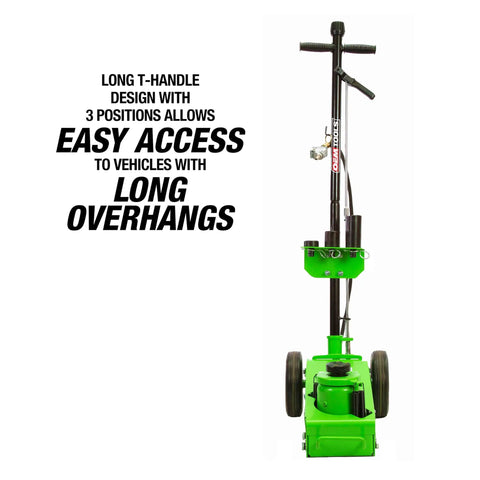 22 Ton Heavy Duty Air Hydraulic Floor Jack With Low Profile Design For Tight Tandem Axle Access And A Wide Lift Range From 8.75 Inches To 17.6875 Inches A Real Beast For Garages And Fleets with long T-handle