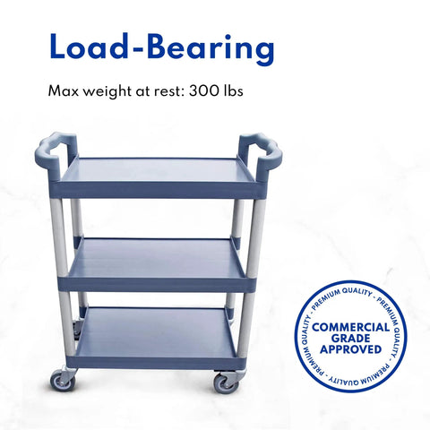 Top Notch Heavy Duty 3 Tier Plastic Utility Rolling Cart That Handles Loads Like A Champ With Secure Locking Casters And 250 Lb Capacity For Busy Kitchens Gray