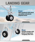 Detailed view of CNC-machined landing gear of 64mm F18 Hornet EDF RC Jet Fighter Aircraft PNP No Transmitter Batteries And Charger For Adults Remote Control Airplane Ready To Fly On Demand Dope Power For Aerial Tricks And Real Open Sky Fun, showing front and rear mechanisms.