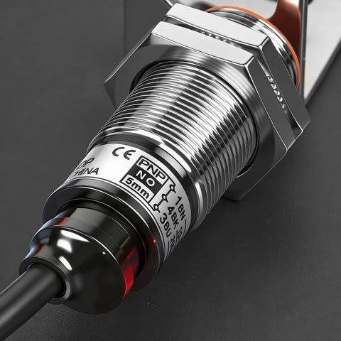 M18 Inductive Proximity Sensor Switch PR18 5DP Cylindrical Detector with 5mm Sensing Distance, DC 12 to 24V, PNP Normally Open, Flush Mount