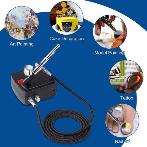 Hella Flexible Six Foot Braided Airbrush Hose With Kickass Usa Quick Connect Plug and detailed airbrush for art painting, nail art, and more.