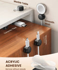 6 Pack Small Cable Clips For Desk And Nightstand - Compact Adhesive Wire Organizer with 8mm Slots used on various surfaces.